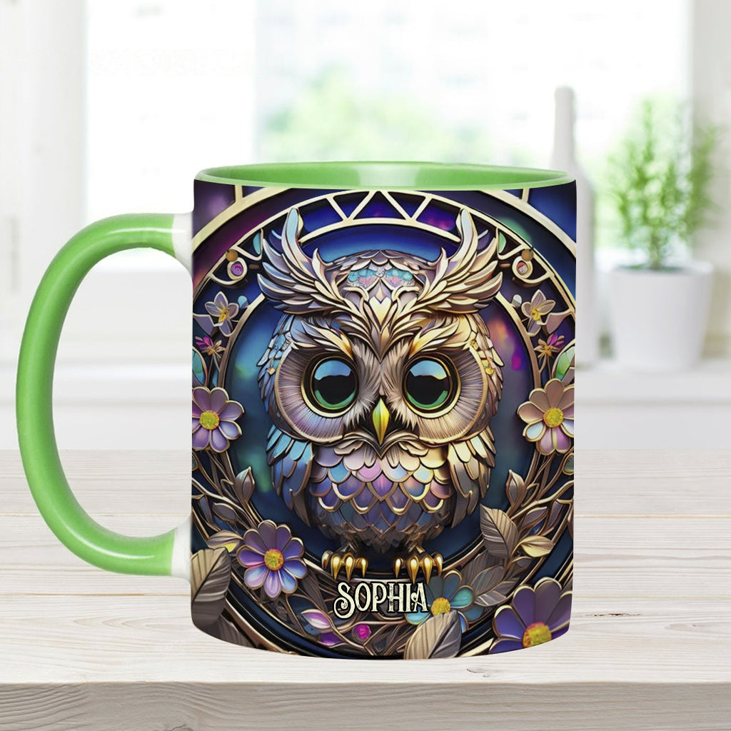 Colorful Owl - Personalized Owl Accent Mug