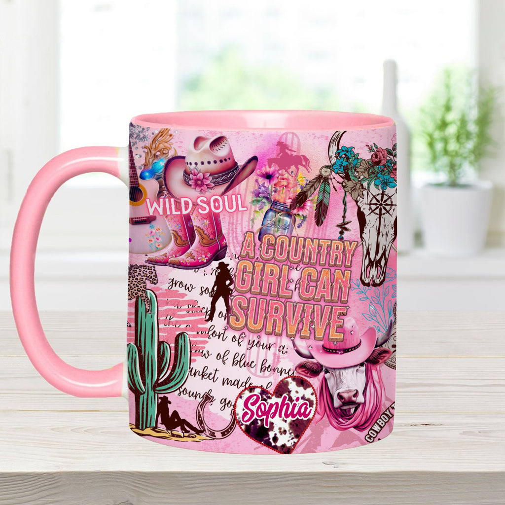 A Country Girl Can Survive - Personalized Country Girl Accent Mug