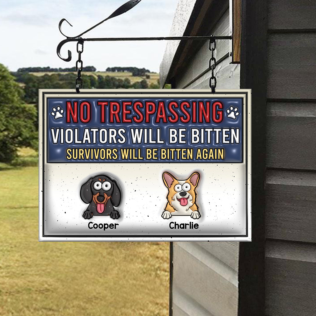 No Trespassing Are you Bulletproof Or Just Stupid - Personalized Dog Rectangle Metal Sign