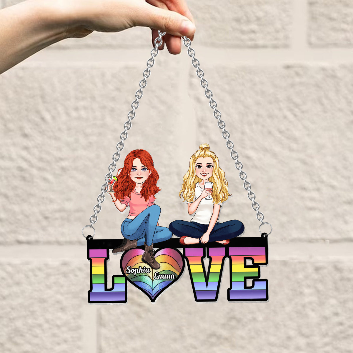 Love - Personalized LGBT Support Window Hanging Suncatcher Ornament