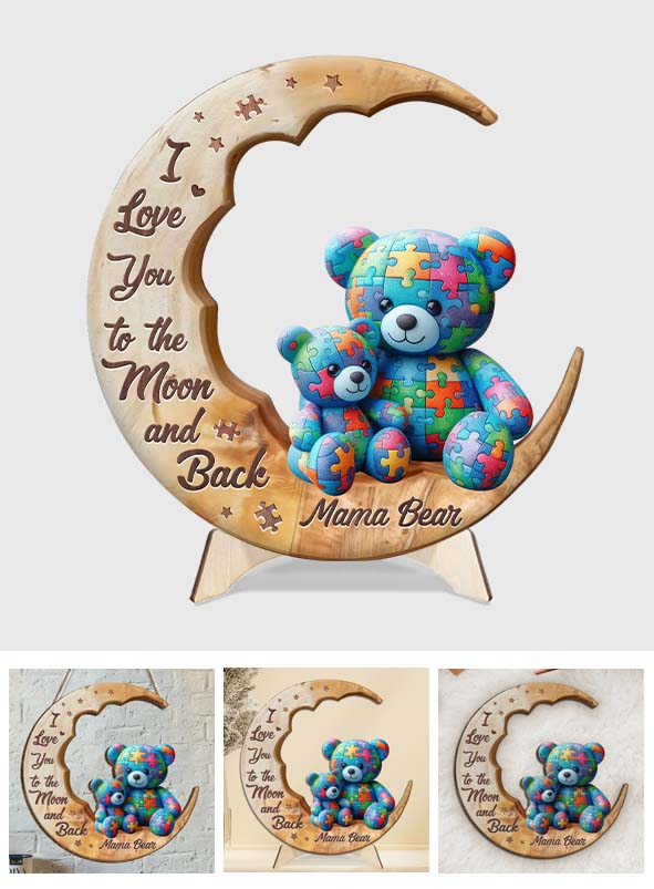 I Love You To The Moon And Back - Autism Awareness 2 Layered Wood Sign / Wood Plaque