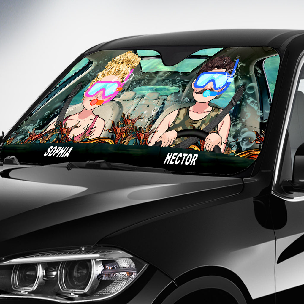 You And Me And The Sea - Personalized Scuba Diving Car Sunshade