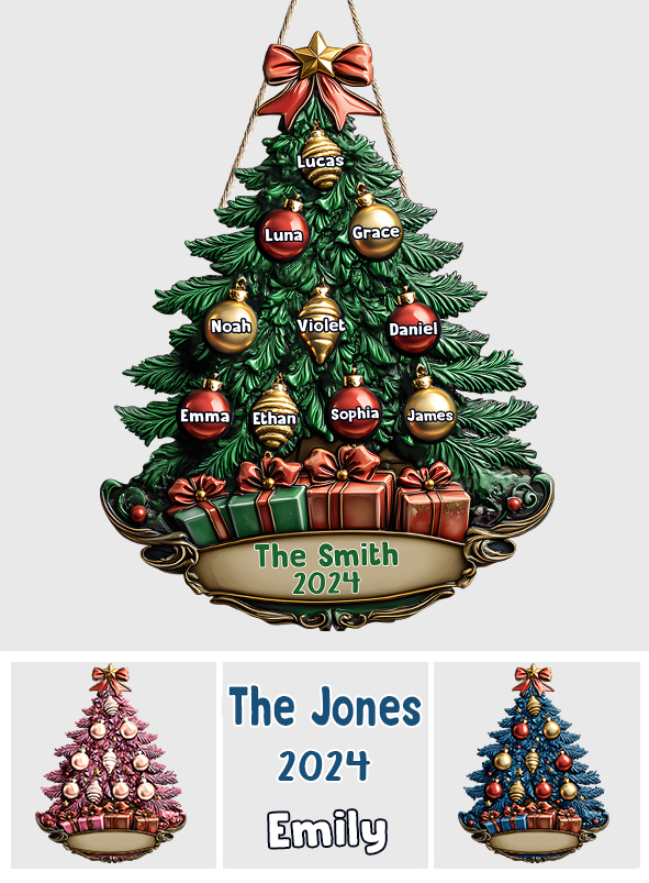 Joyeux Noël - Panneau en bois personnalisé pour la famille