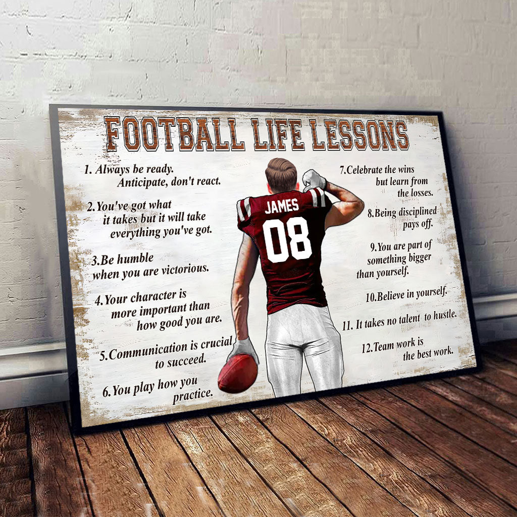 Football Life Lessons - Personalized Football Canvas And Poster