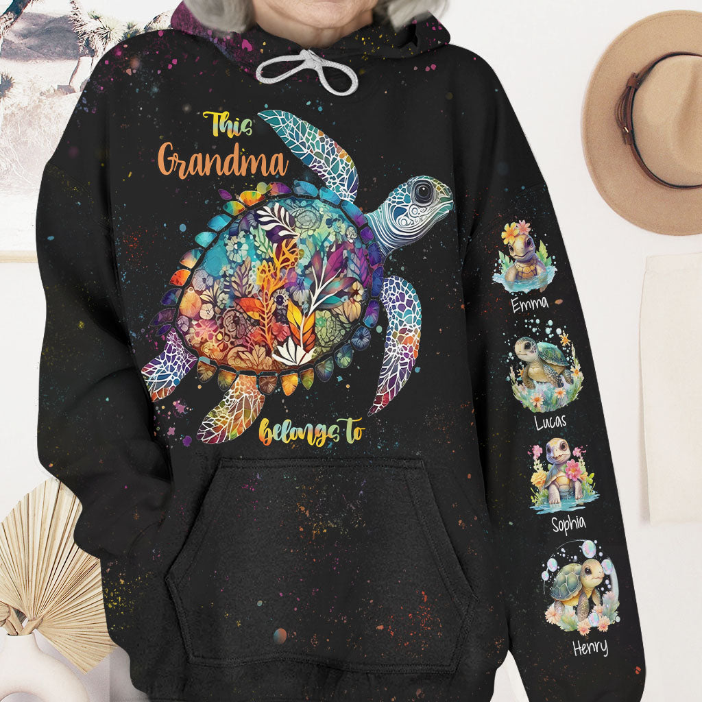 This Grandma Mom Belongs To - Personalized Turtle All Over Shirt