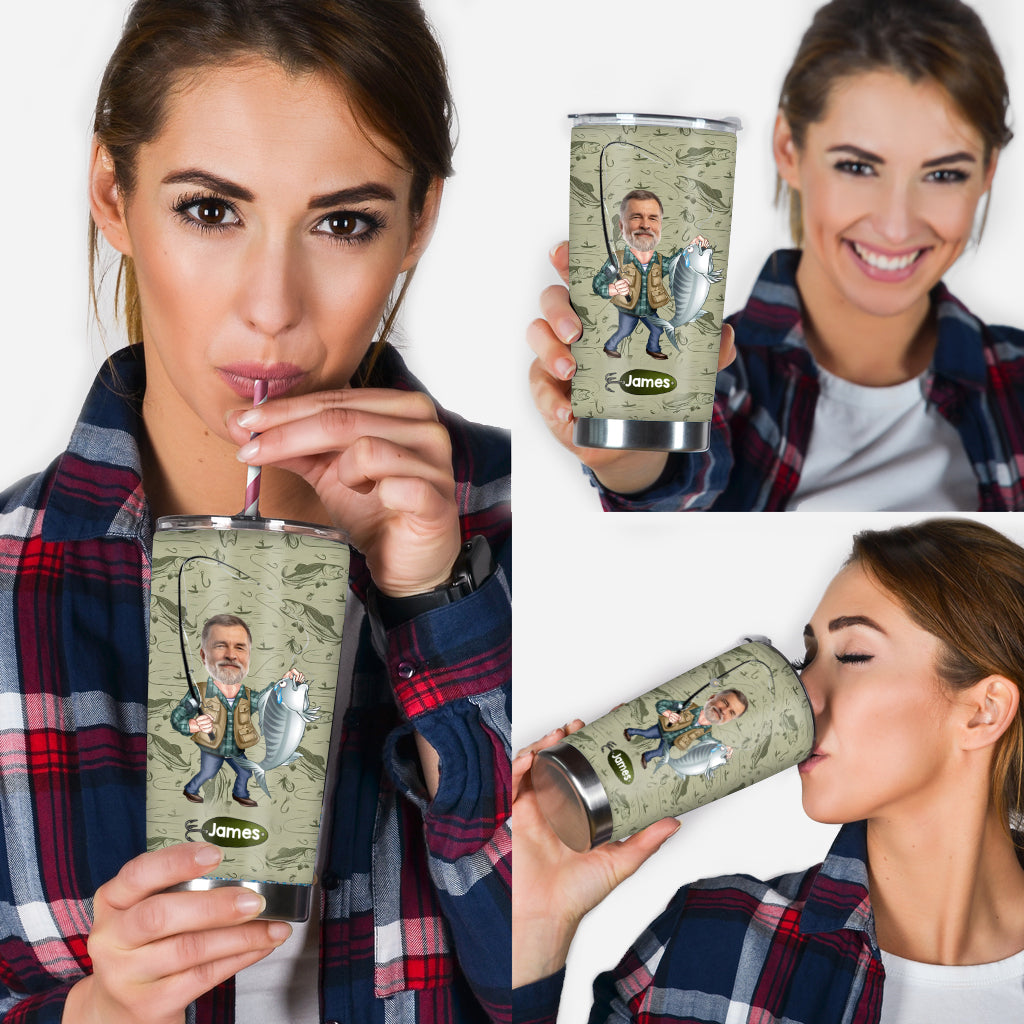 (TEST ) Funny Caricature Face - Personalized Fishing Tumbler