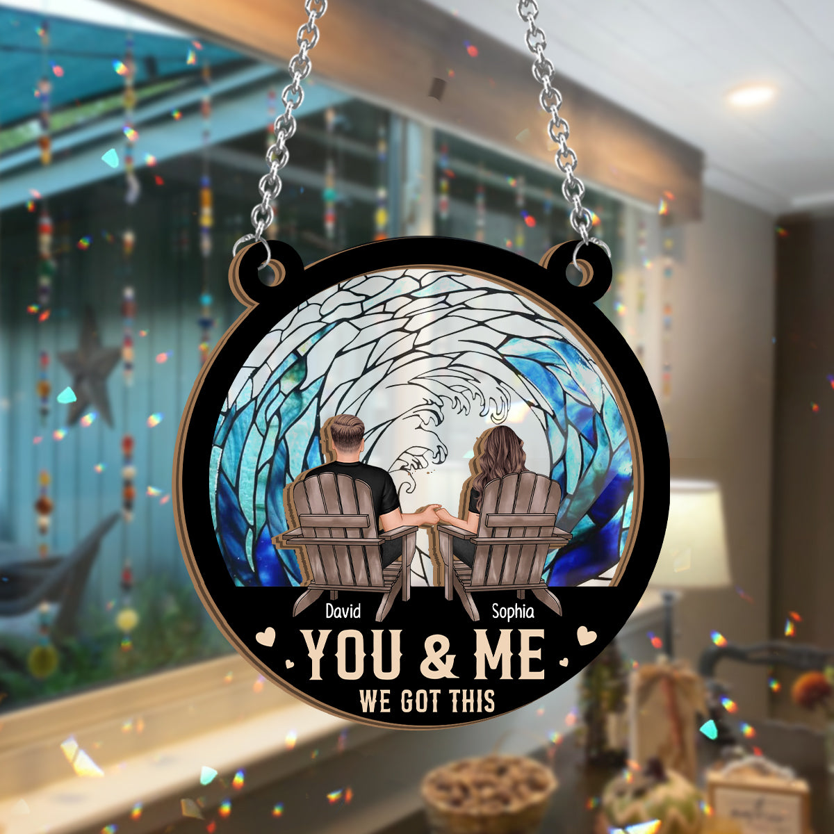 You & Me, We Got This - Personalized Couple 2 Layered Window Hanging Suncatcher