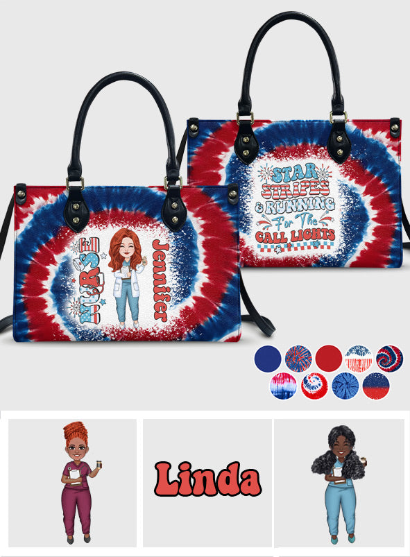 Nurse Life 4th Of July - Personalized Nurse Leather Handbag