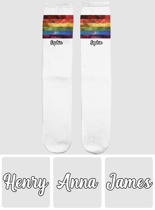 Pride Rainbow Galaxy - Personalized LGBT Support Socks