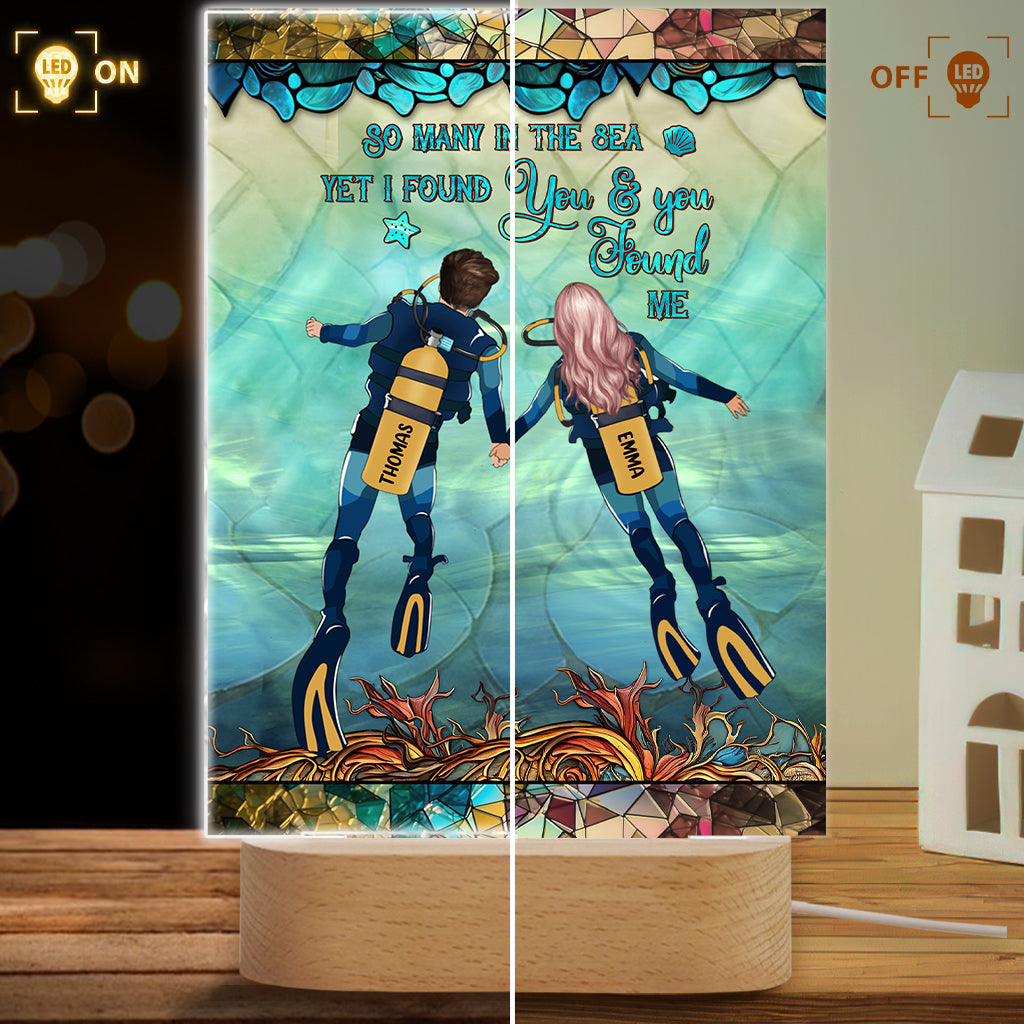 You & Me And The Sea - Personalized Scuba Diving Shaped Plaque Light Base