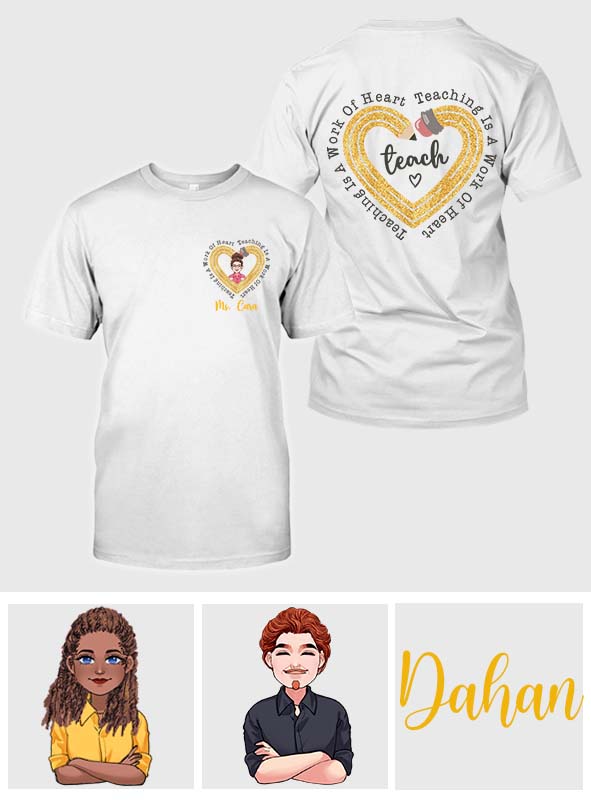 Enseigner, c'est un travail de cœur - T-shirt et sweat à capuche personnalisés pour enseignants