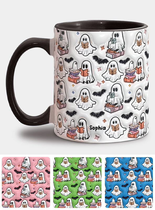 Cute Ghost Reading Booooks - Personalized Book Accent Mug