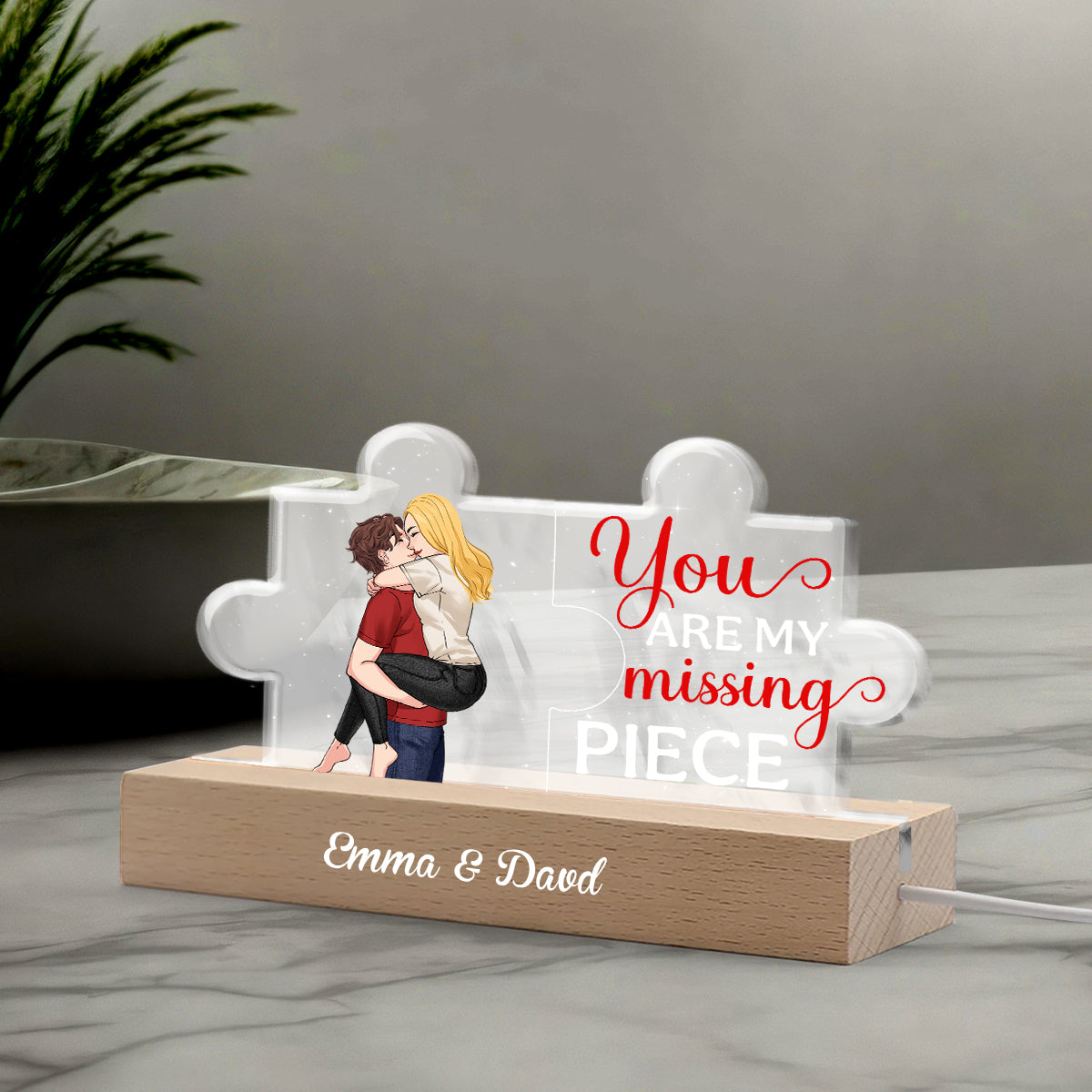 You Are My Missing Piece - Personalized Couple Shaped Led Night Light