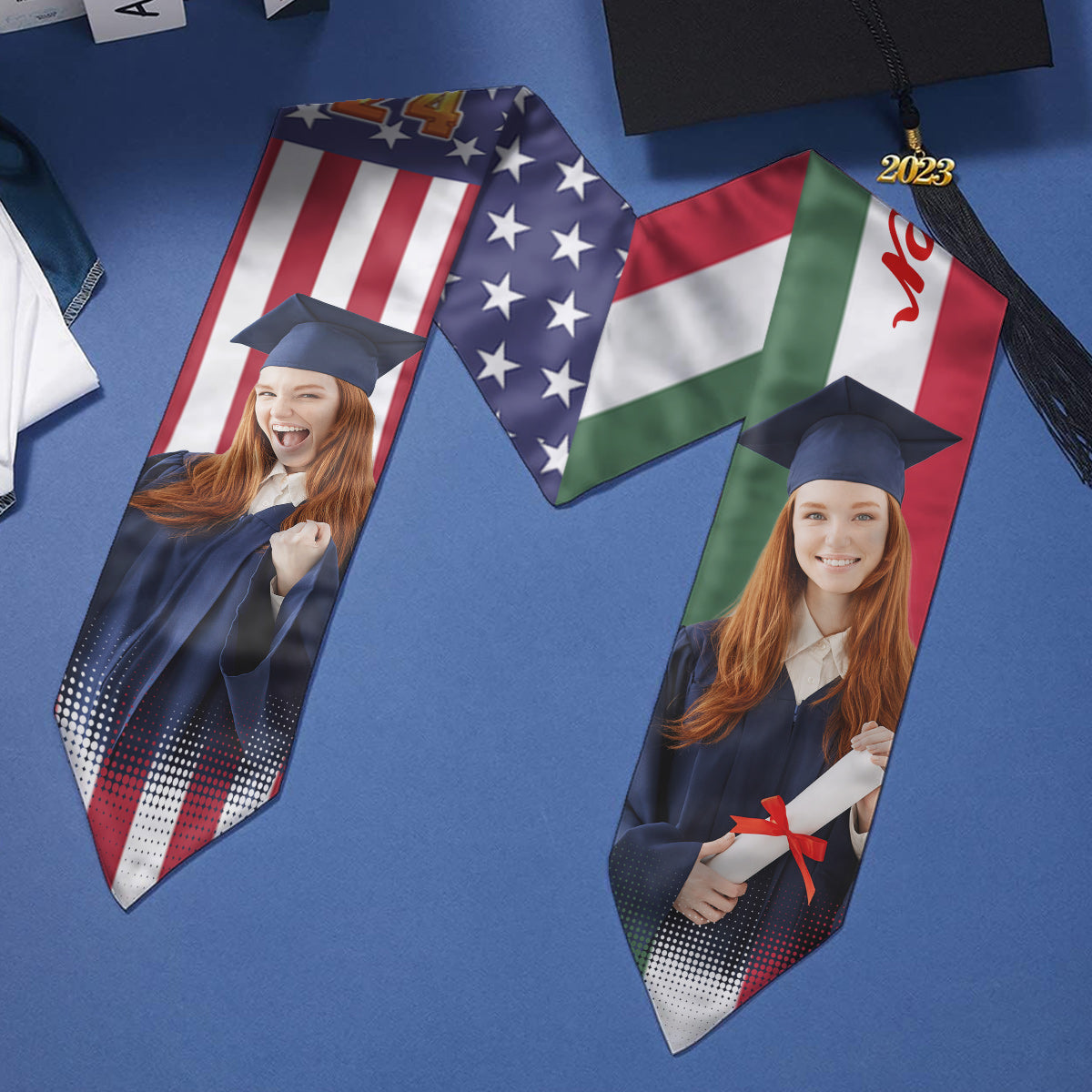 Country Flag Class of 2024 - Personalized Graduation Graduation Stole