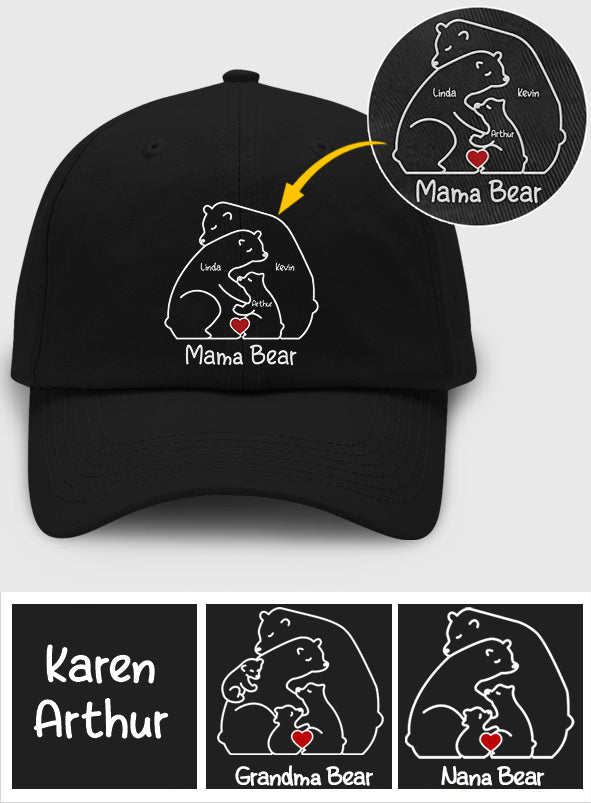 Mama Bear Hugging Her Cubs - Personalized Mother Embroidered Classic Cap