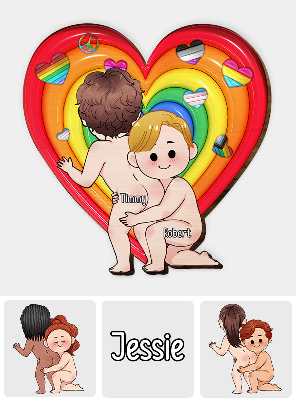 Pride Cute Couple – Personalisierter LGBT-Unterstützungs-Autovisierclip in Form einer Sonnenblende