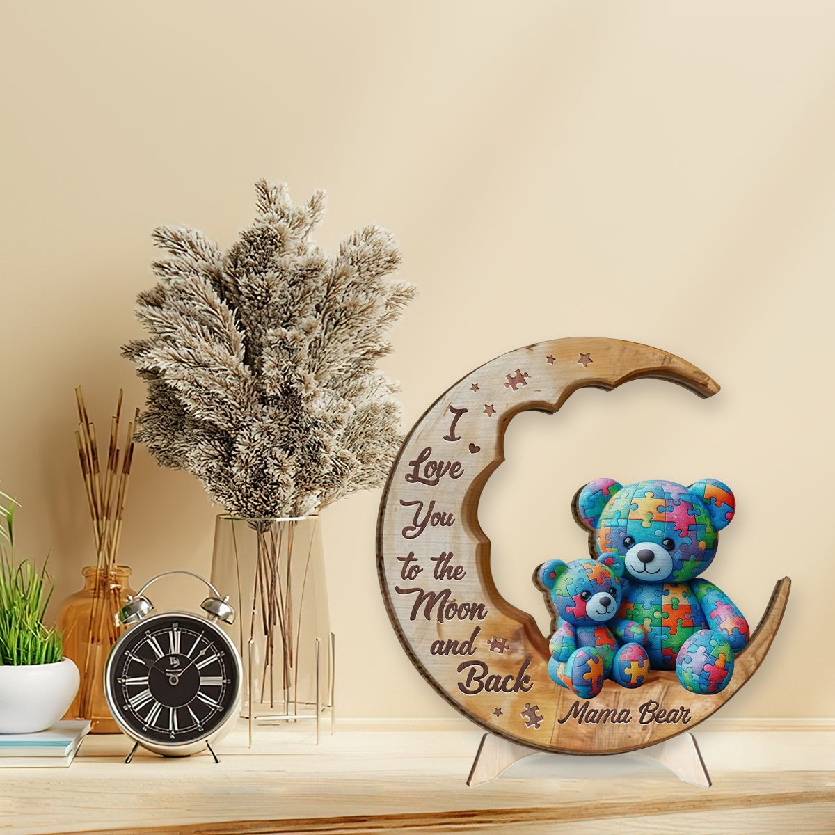 I Love You To The Moon And Back - Autism Awareness 2 Layered Wood Sign / Wood Plaque