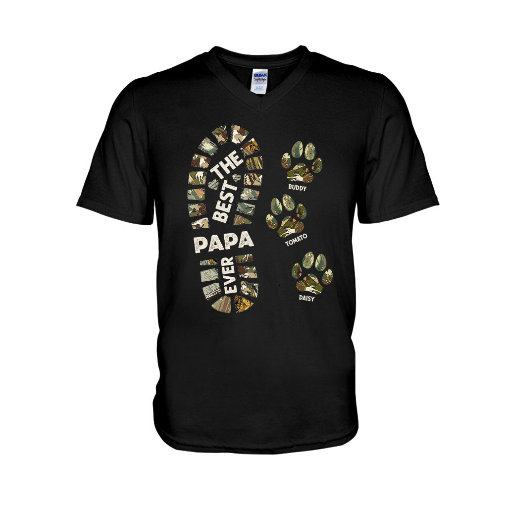 Dad Foot Print Paw Prints - Personalized Father T-shirt And Hoodie
