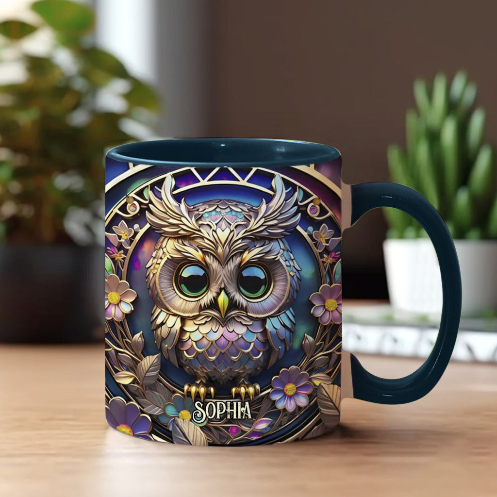 Colorful Owl - Personalized Owl Accent Mug