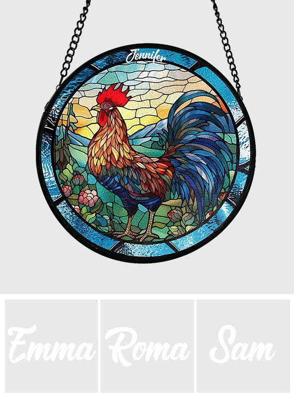 Love Chicken - Personalized Chicken Stained Glass Suncatcher