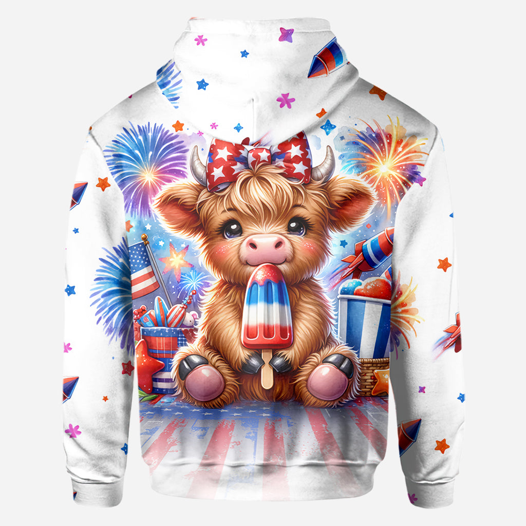 4th Of July Highland Cow - Personalized All Over Shirt
