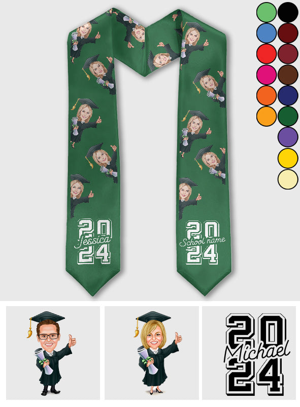 Caricature Funny Character - Personalized Graduation Graduation Stole
