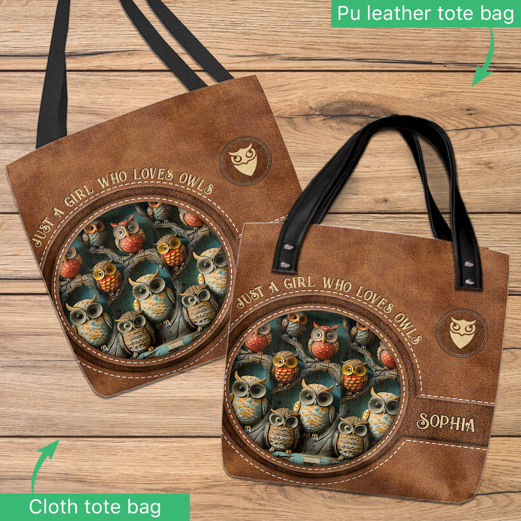 Just A Girl Who Loves Owls - Personalized Owl Tote Bag