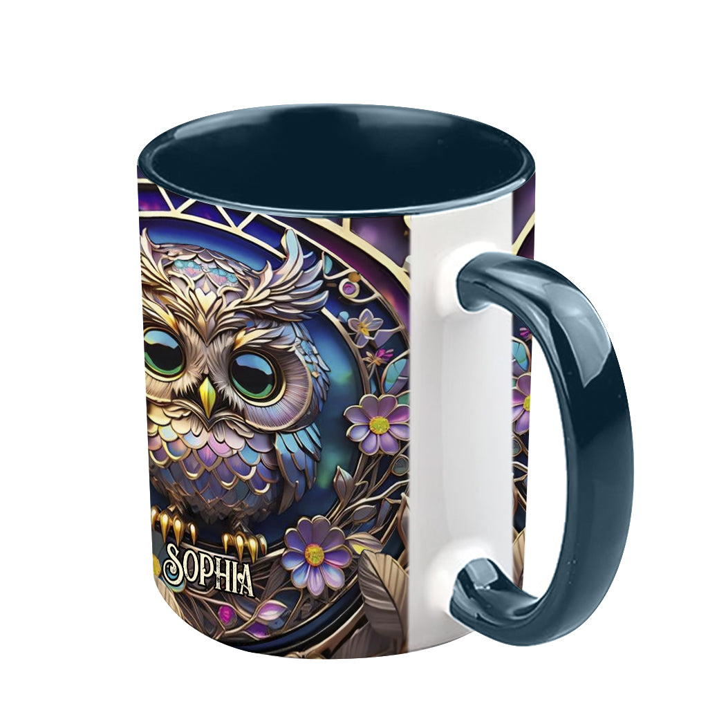 Colorful Owl - Personalized Owl Accent Mug