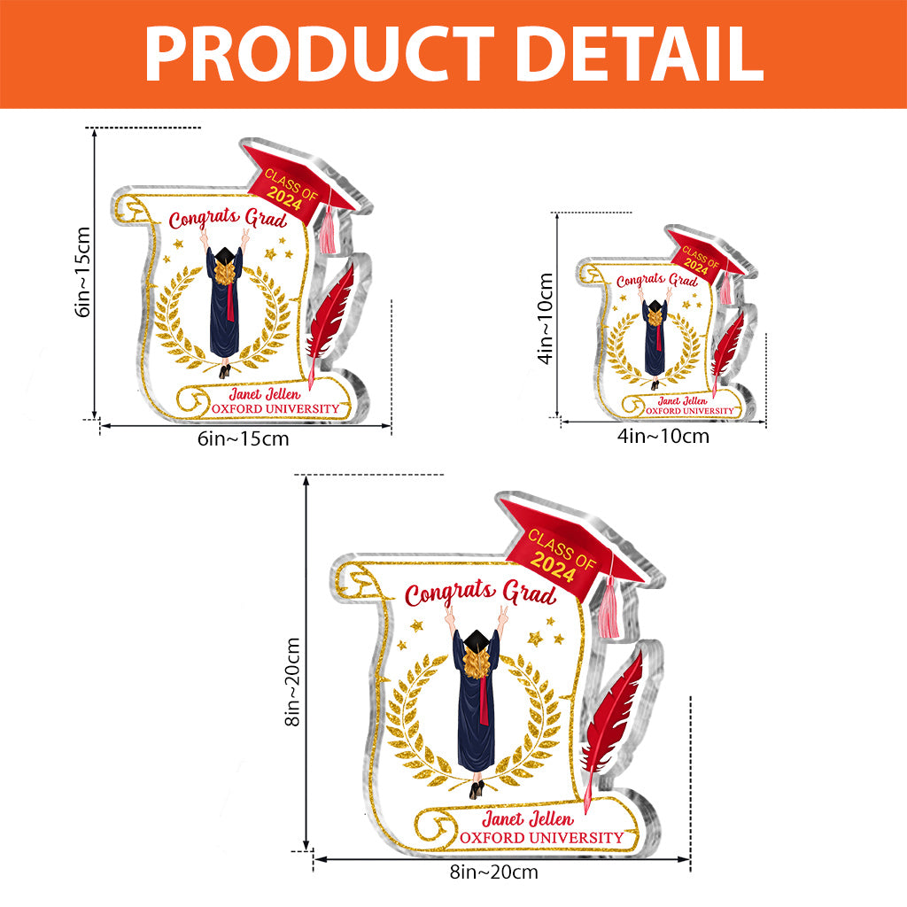 Congratulation Grad - Personalized Graduation Custom Shaped Acrylic Plaque