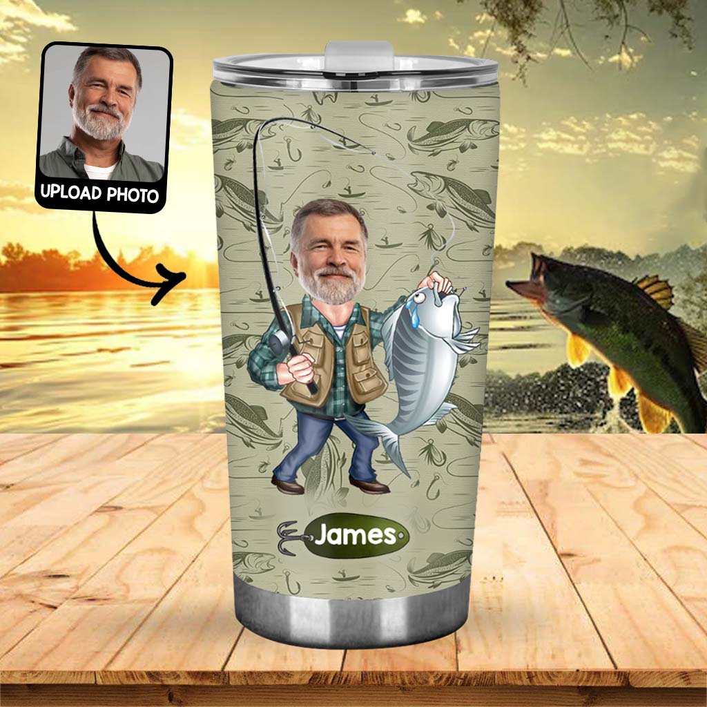 (TEST ) Funny Caricature Face - Personalized Fishing Tumbler