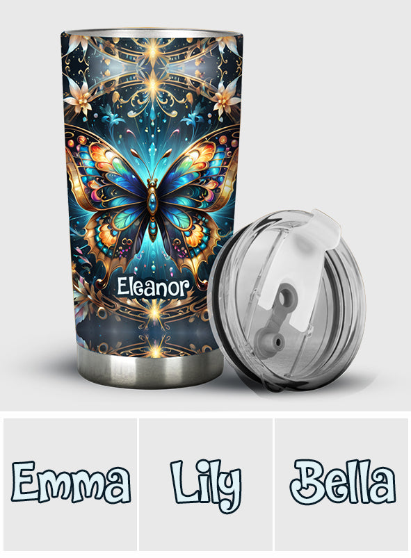 Stunning Gold Metallic Butterfly - Personalized Butterfly Tumbler
