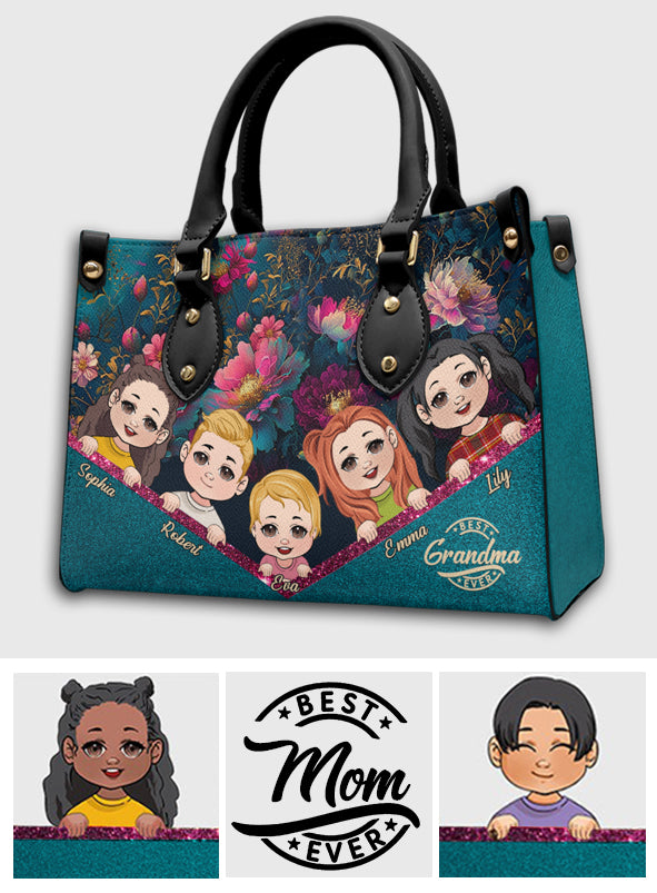 Best Grandma Mom Ever - Personalized Grandma Leather Handbag