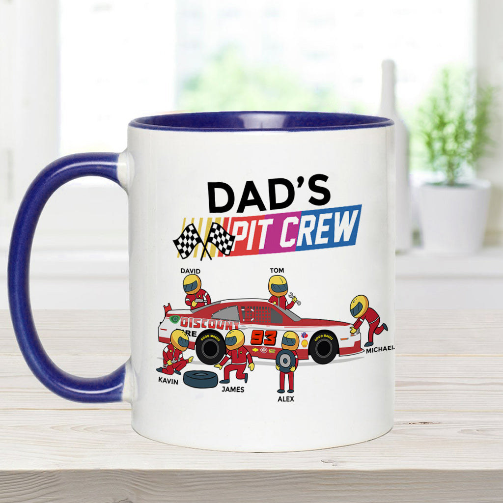 Dad's Pit Crew - Personalized Racing Accent Mug