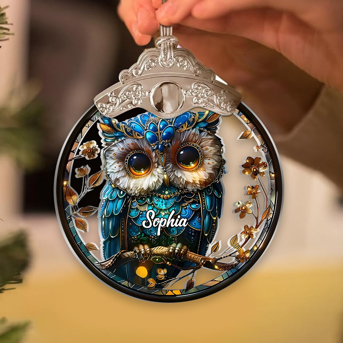 Charming Owl - Personalized Owl Vintage Ornament