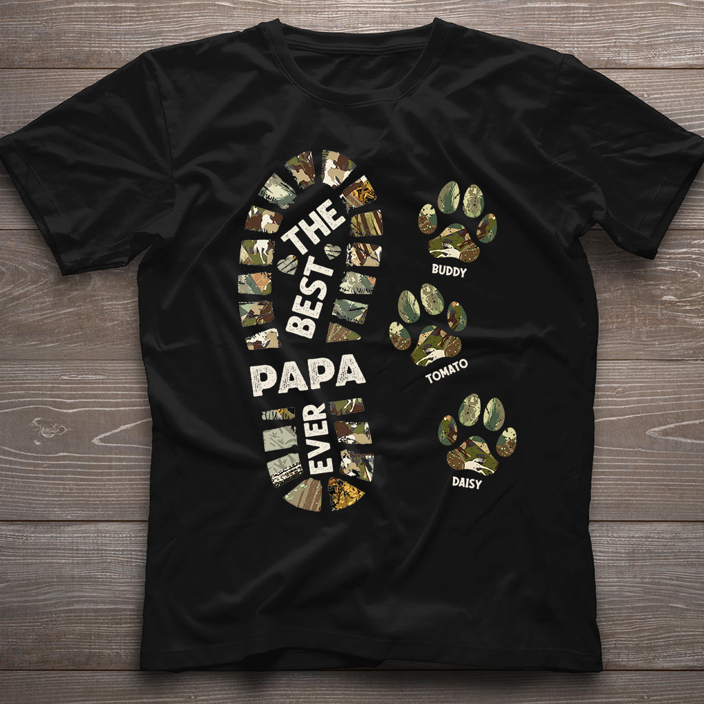 Dad Foot Print Paw Prints - Personalized Father T-shirt And Hoodie