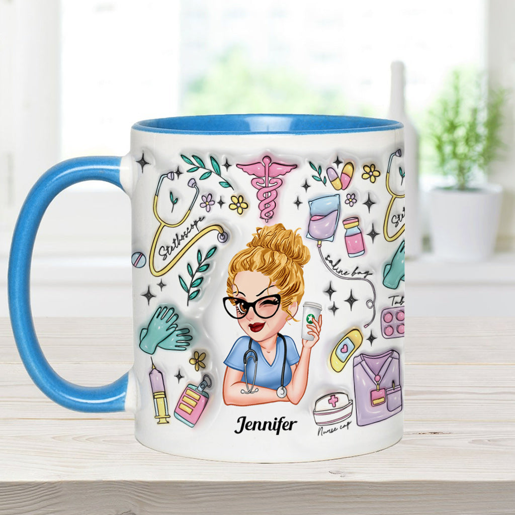 Doing Nurse Stuff - Personalized Nurse Accent Mug