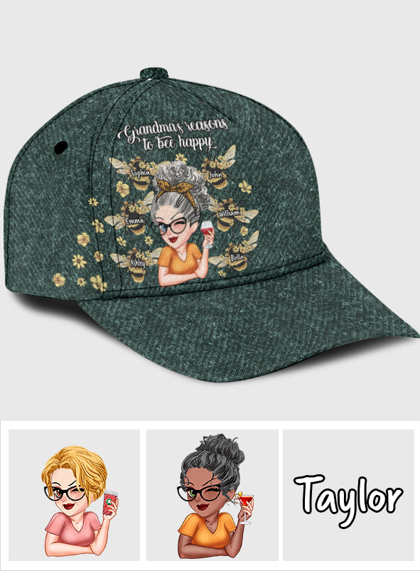 Grandma's Reasons To Be Happy - Personalized Grandma Classic Cap