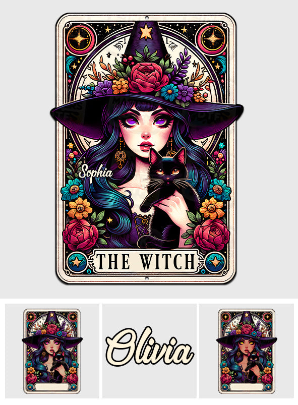 The Cat Lady - Personalized Witch Cut Metal Sign
