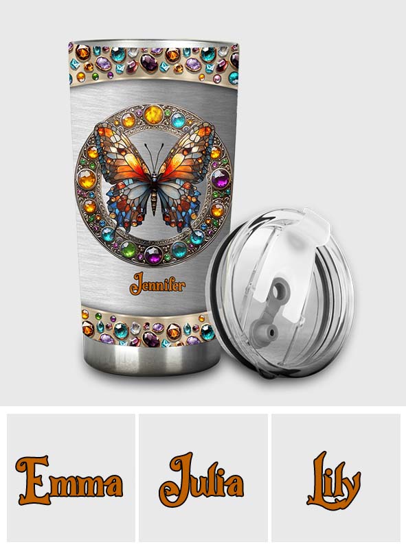 Stained Glass Beauty - Personalized Butterfly Tumbler