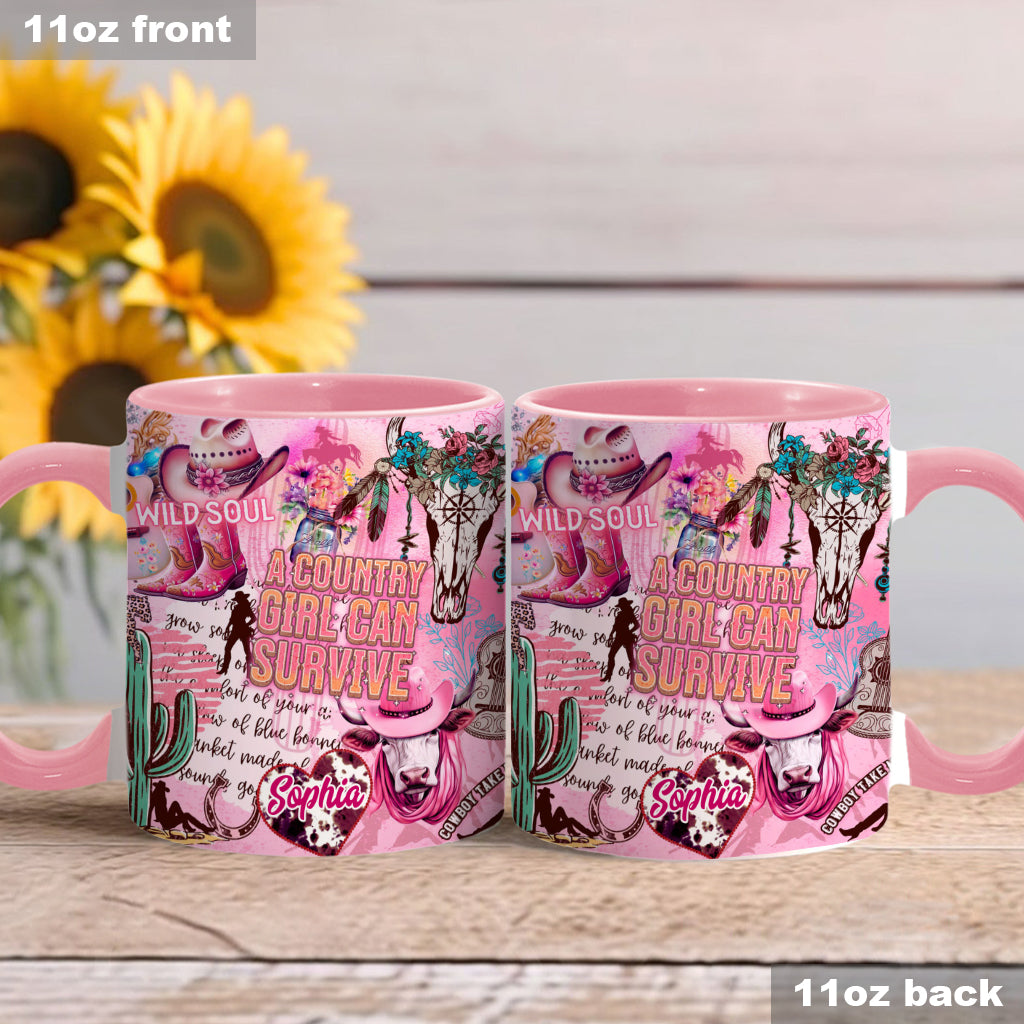 A Country Girl Can Survive - Personalized Country Girl Accent Mug
