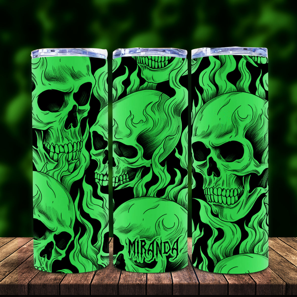 My Last Flying Fck - Personalized Skull Glow Skinny Tumbler