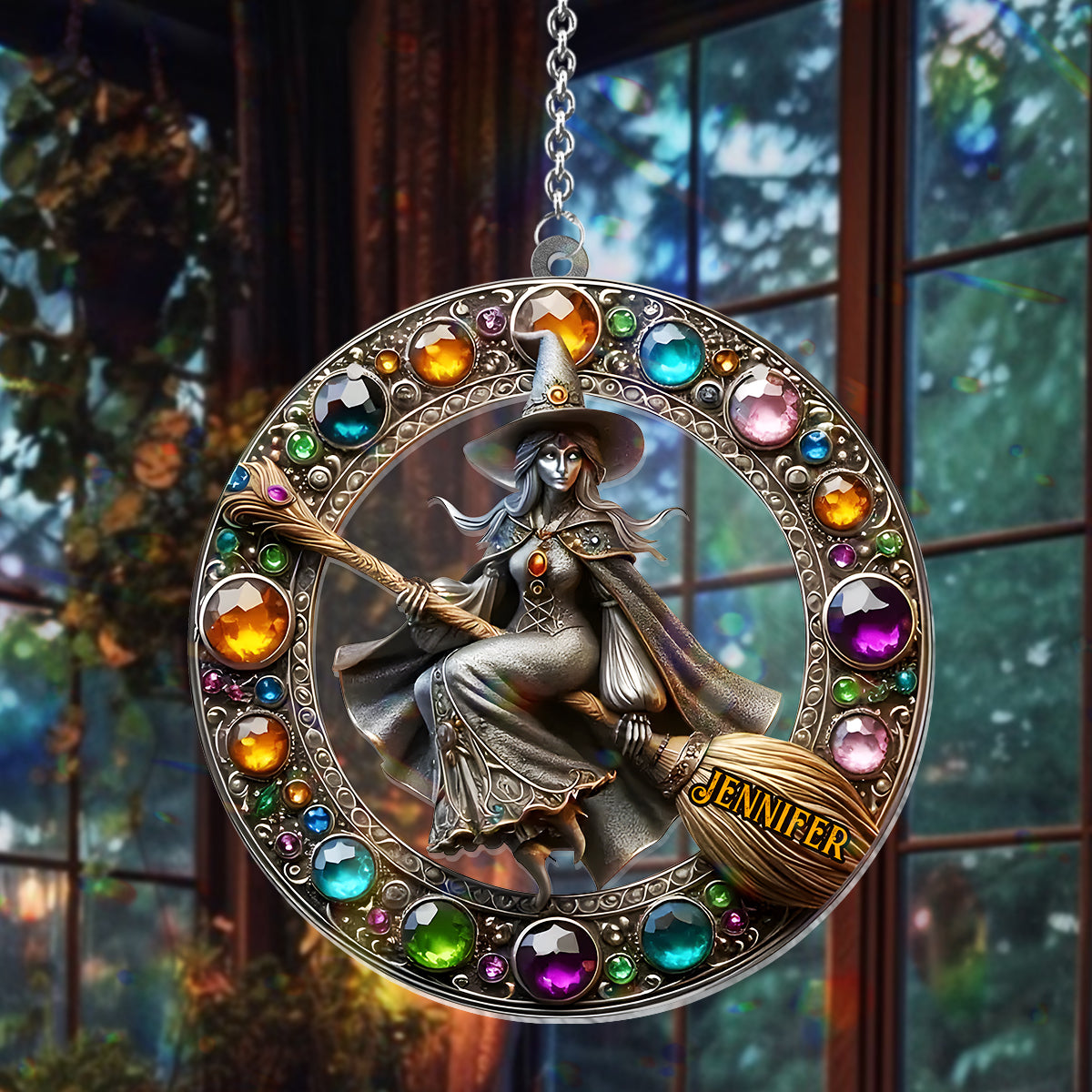 Beautiful Witch - Personalized Witch Window Hanging Suncatcher Ornament