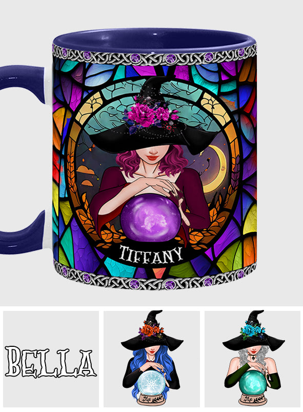 Mystical Witch Purple Stained Glass - Personalized Witch Accent Mug