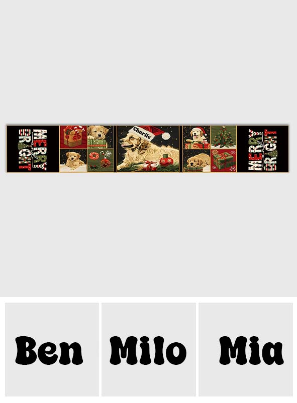 Fröhlich & Strahlend – Personalisierter Tischläufer mit Hundemotiv