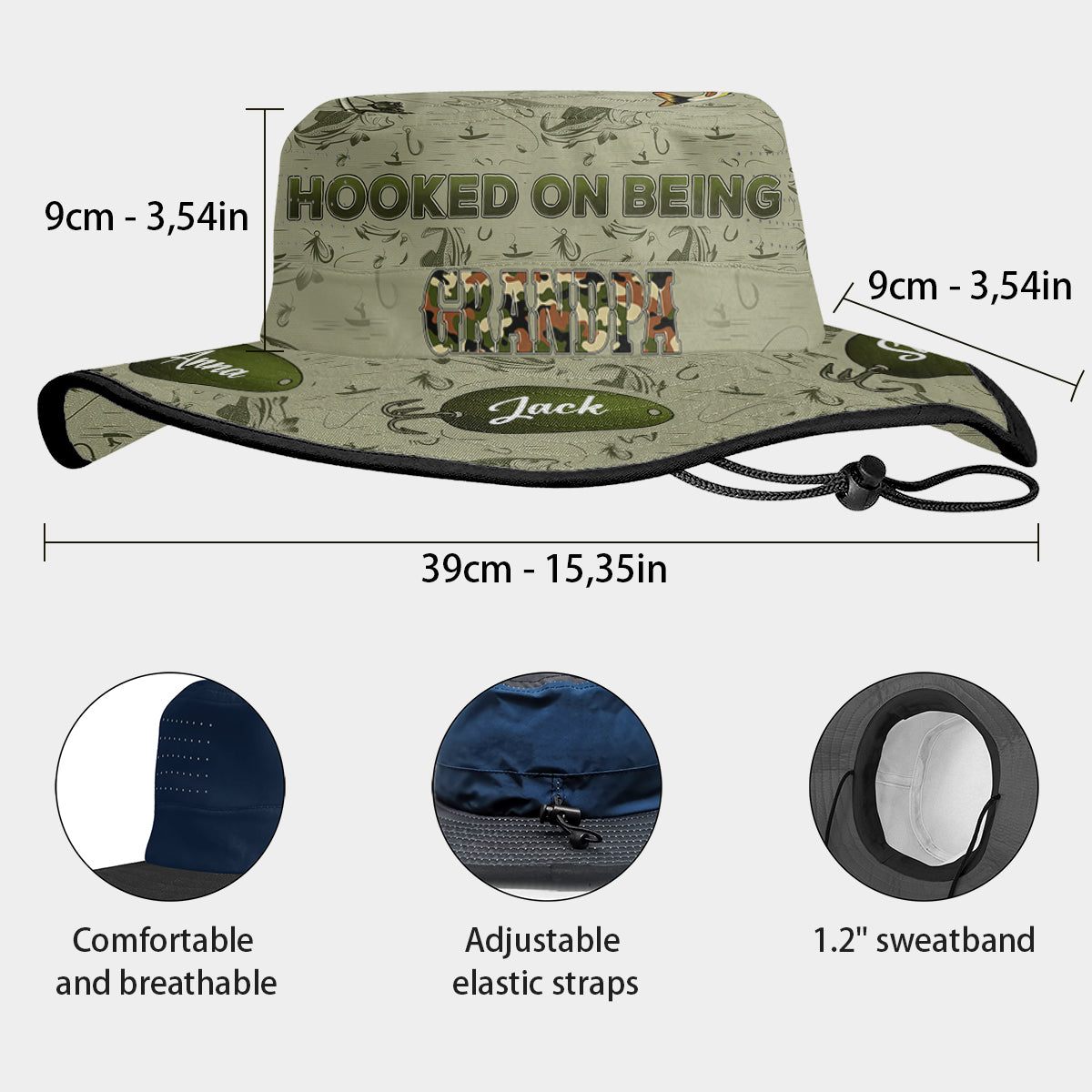 Hooked On Being Dad/ Grandpa... - Personalized Fishing Boonie Hat