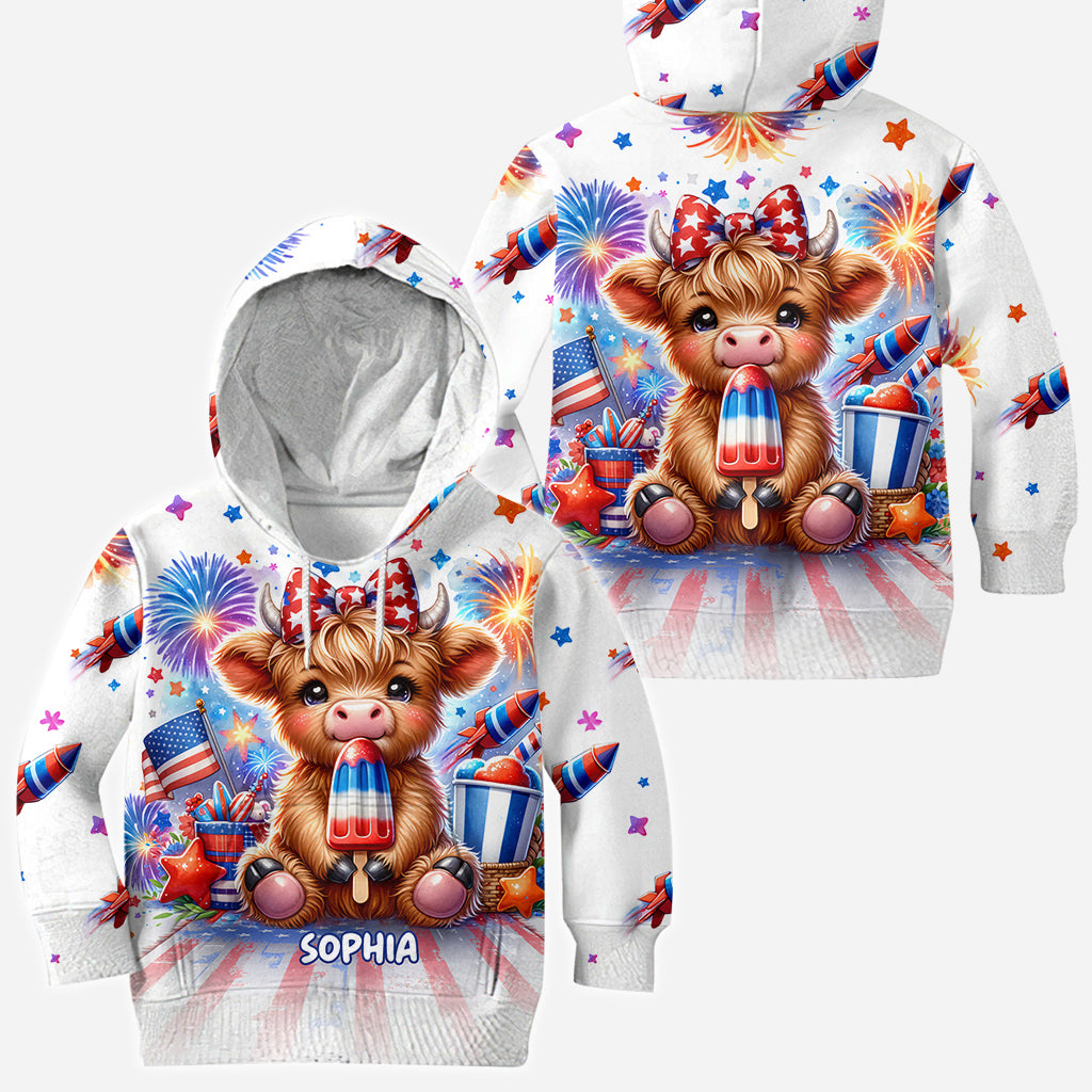 4th Of July Highland Cow - Personalized All Over Shirt