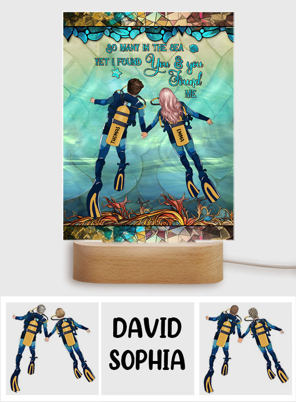You & Me And The Sea - Personalized Scuba Diving Shaped Plaque Light Base