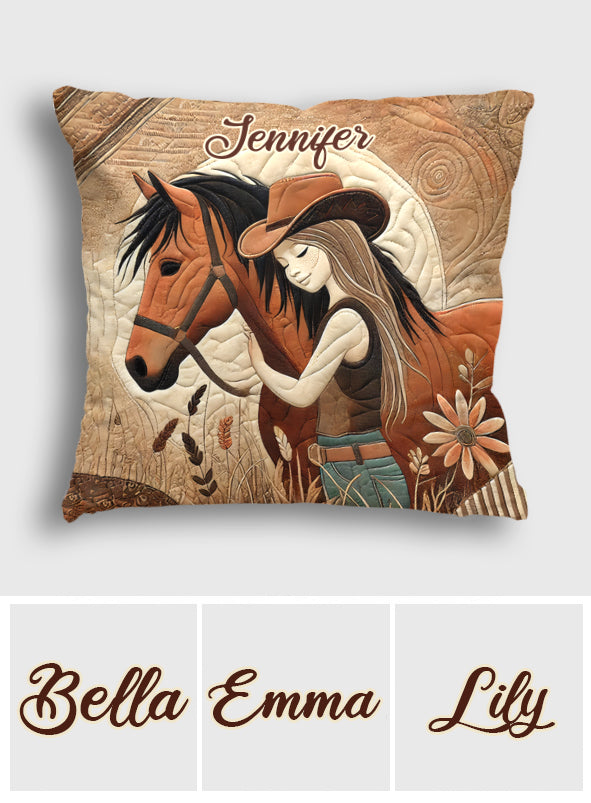 Amoureux des chevaux - Coussin décoratif personnalisé à motif cheval