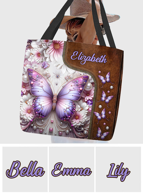 Floral Butterflies - Personalized Butterfly Tote Bag
