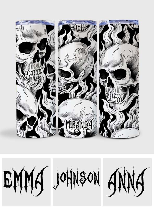 My Last Flying Fck - Personalized Skull Glow Skinny Tumbler